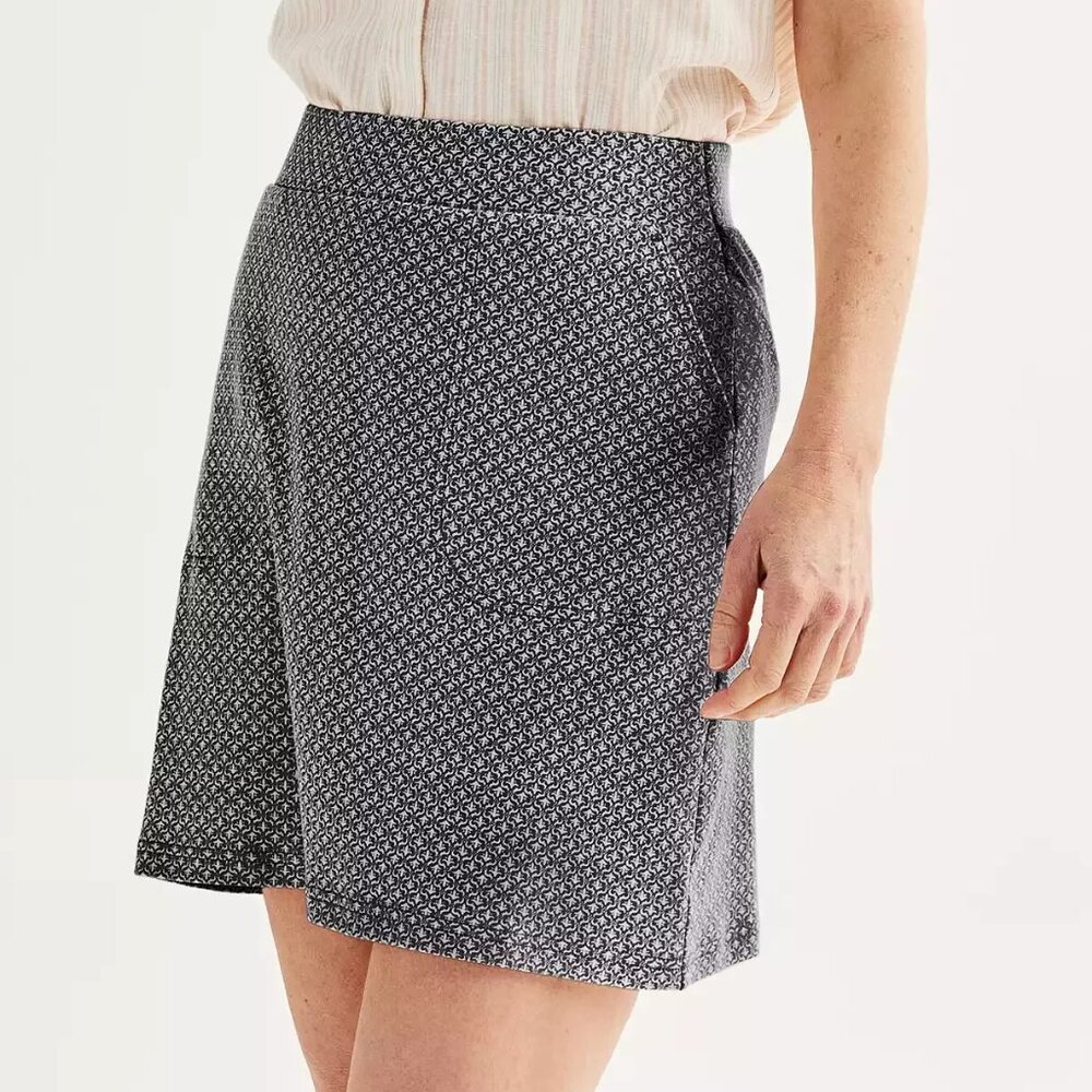 croft & barrow Black Small Print Easy Pull-On Skort/NWT/Various Sizes